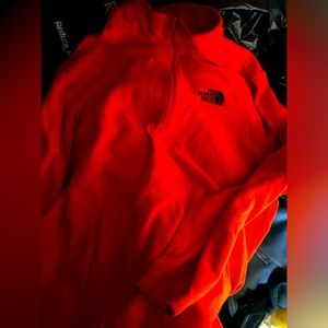 The North Face Fleece Orange 1/4 Zip Pullover Shirt Men's Size XLarge